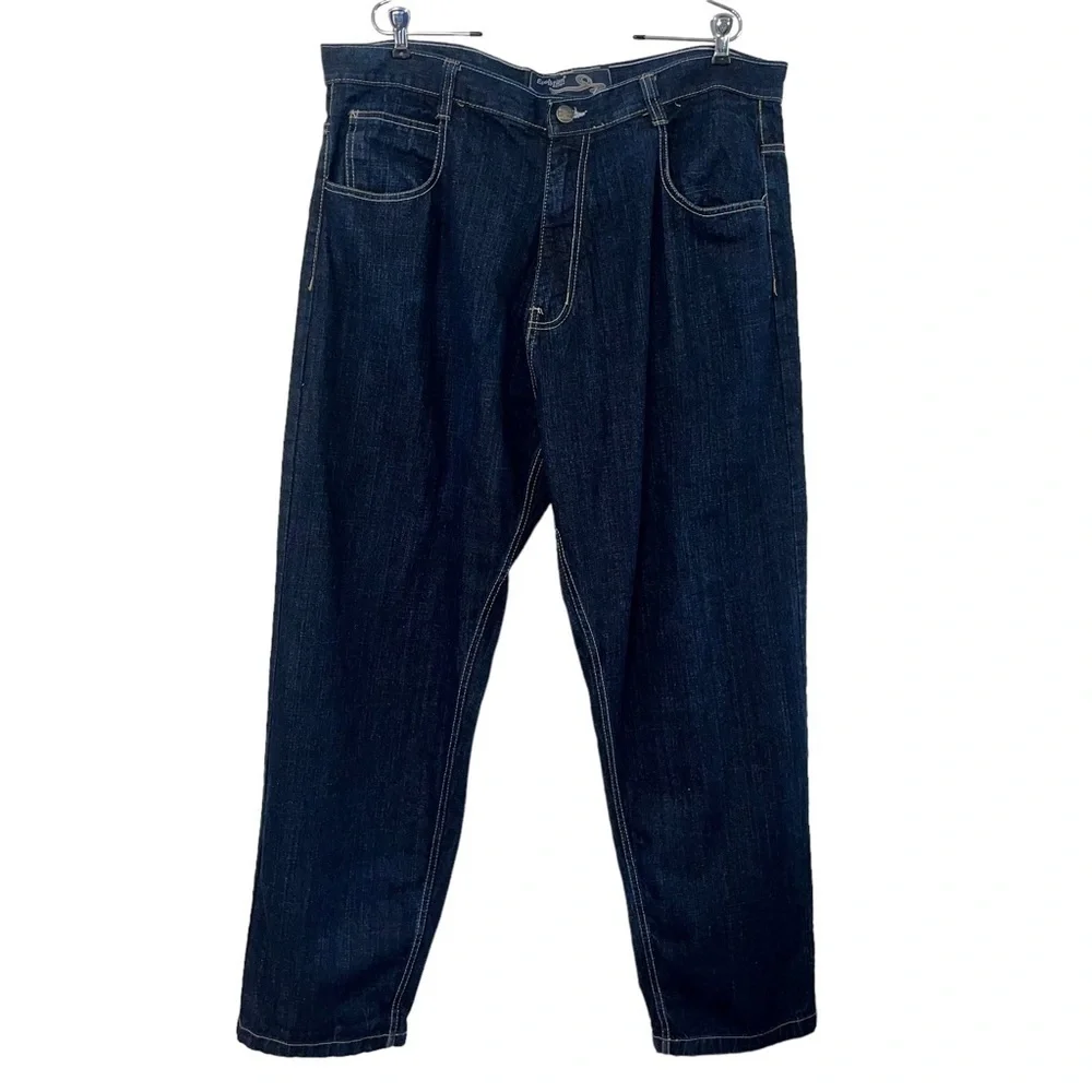 VTG EVOLUTION in Design Jeans Men 40X33 Blue Gold Pocket Embroidery Wide Leg Y2K